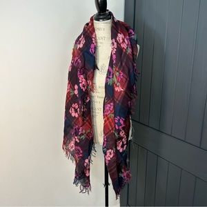 Floral and Plaid Scarf / Shawl